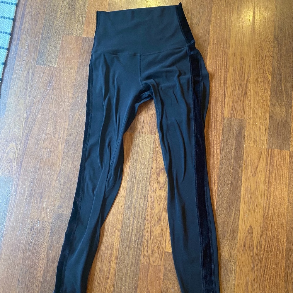 High waisted Lululemon align leggings with velvet stripe down the side